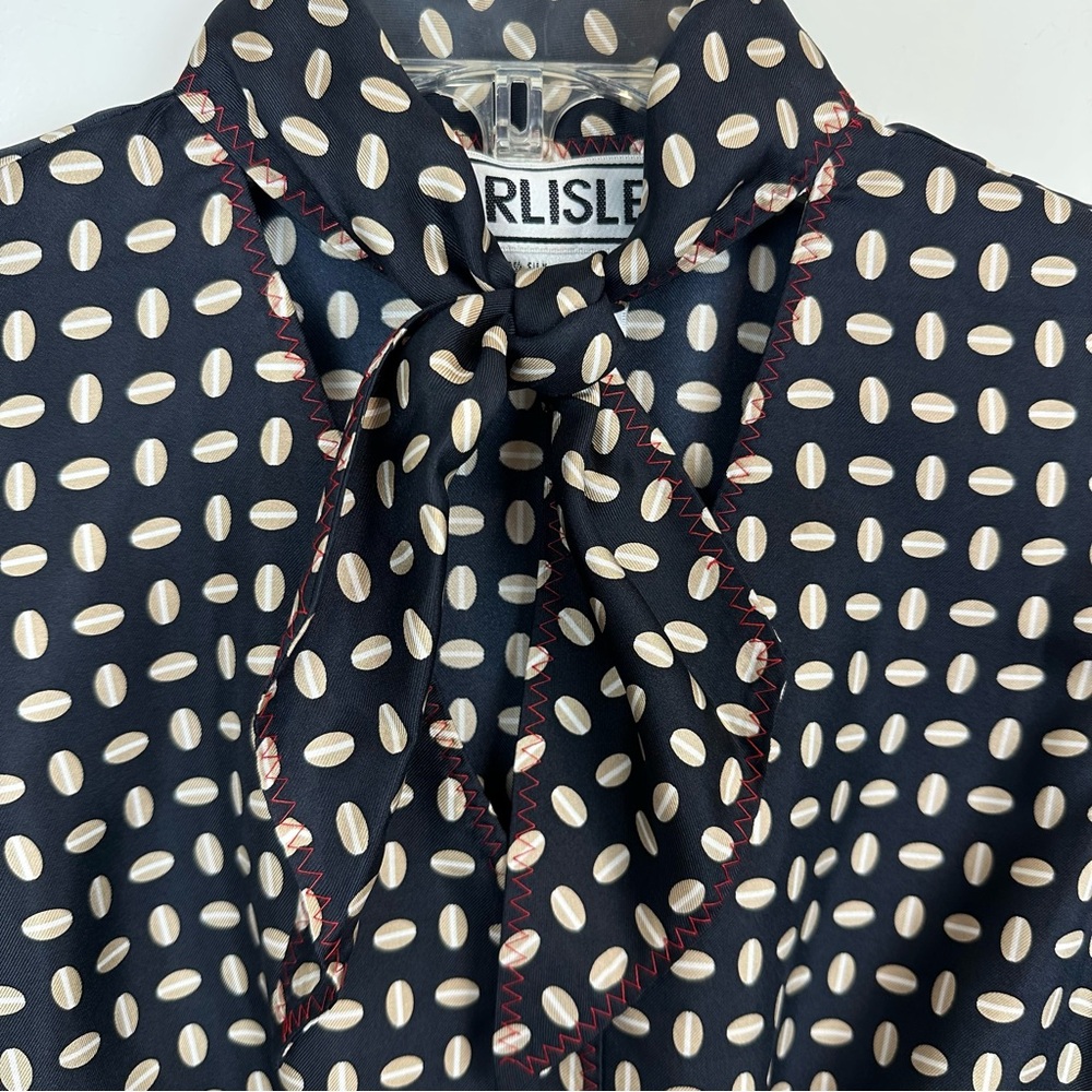 VTG Vintage Carlisle 100% Silk Secretary Bow Button Up Sleeveless Top Size 4 - Picture 5 of 8